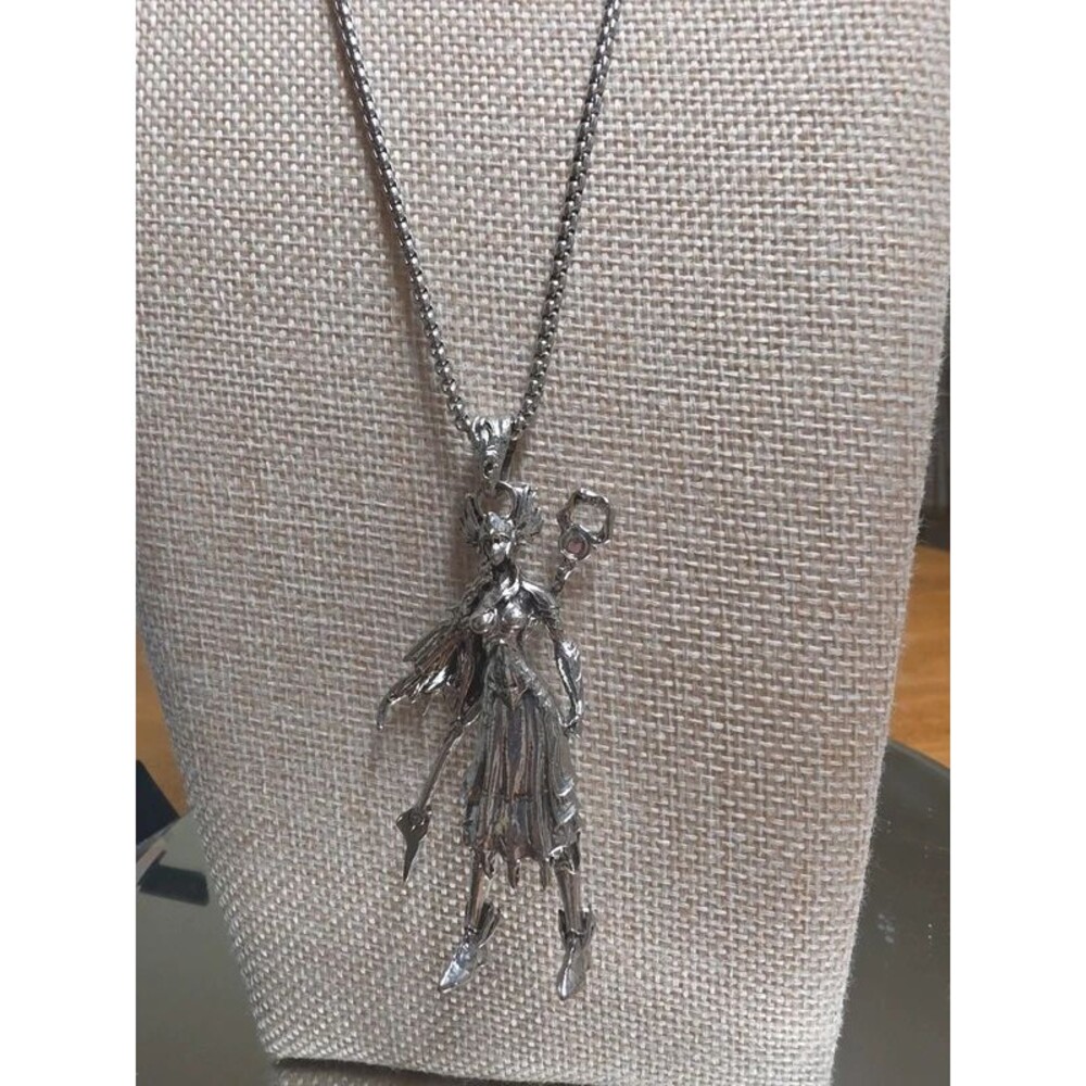 Gothic Valkyrie Warrior Pendant Necklace Winged Helmet Staff - Picture 2 of 6